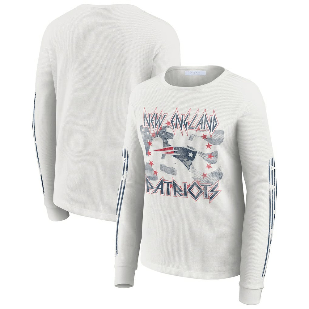New England Patriots WEAR by Erin Andrews Women's Graphic Waffle Long-Sleeve T-Shirt | NFL US
