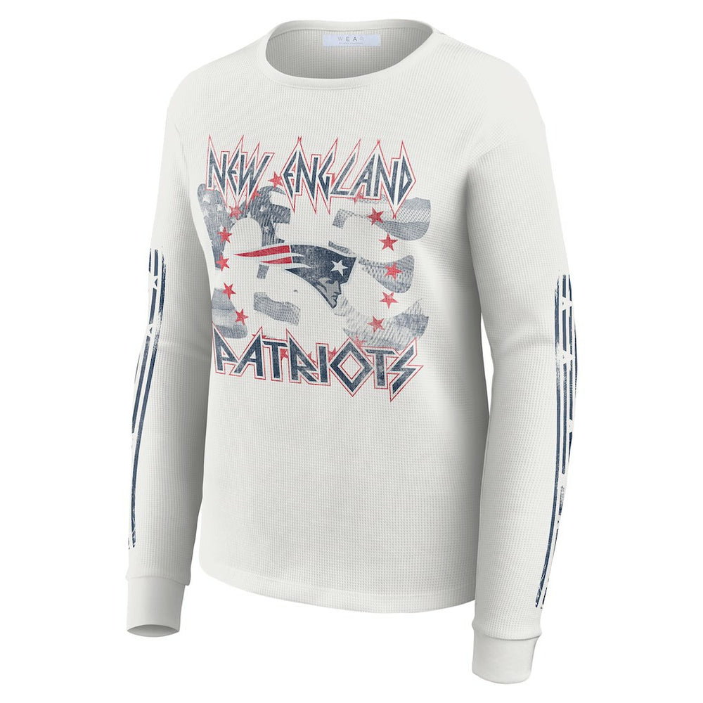 New England Patriots WEAR by Erin Andrews Women's Graphic Waffle Long-Sleeve T-Shirt | NFL US