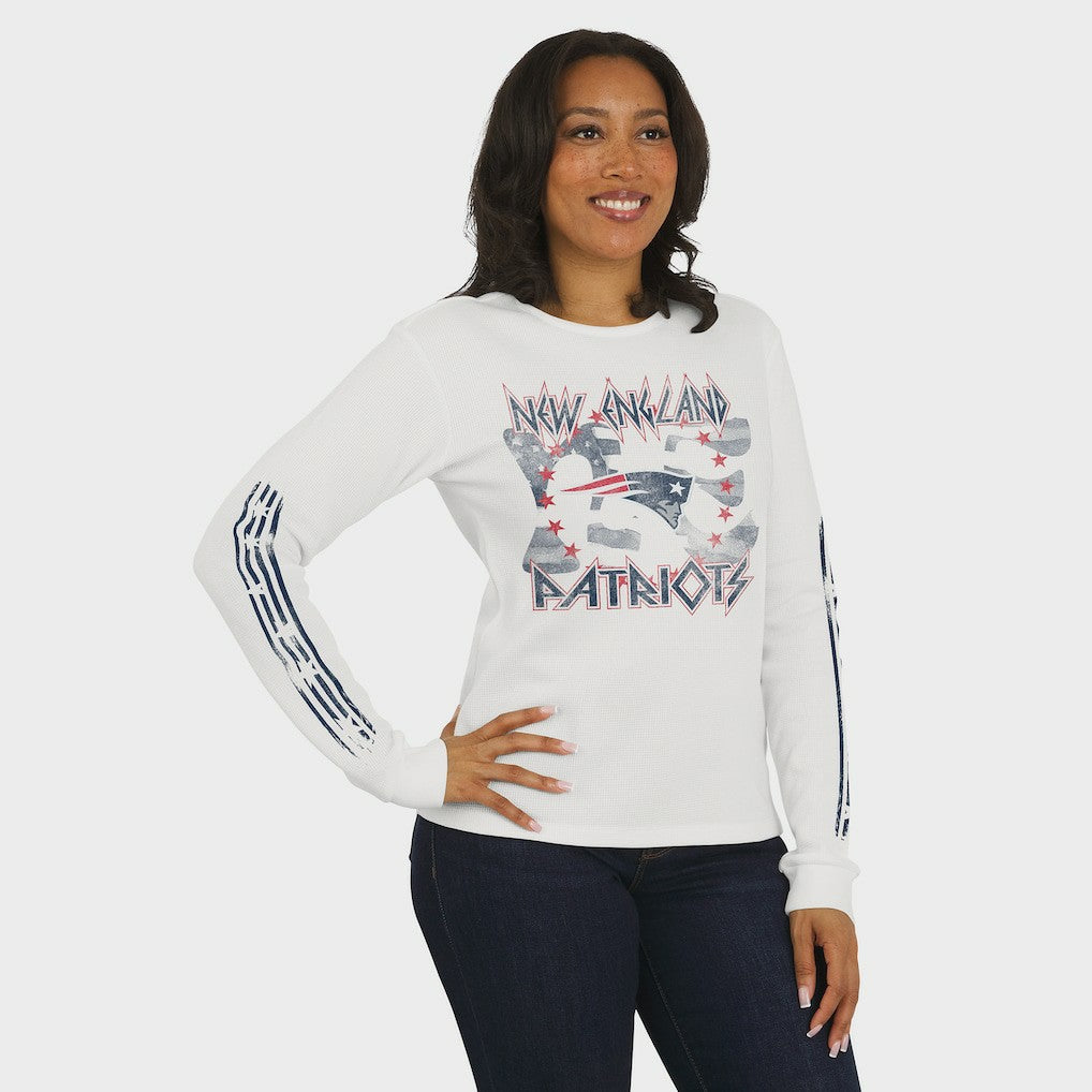 New England Patriots WEAR by Erin Andrews Women's Graphic Waffle Long-Sleeve T-Shirt | NFL US