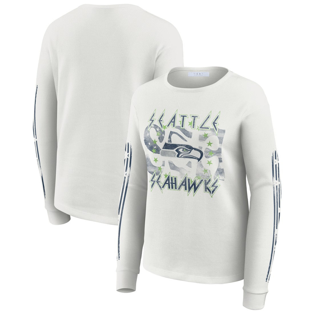 Seattle Seahawks WEAR by Erin Andrews Women's Graphic Waffle Long-Sleeve T-Shirt | NFL New