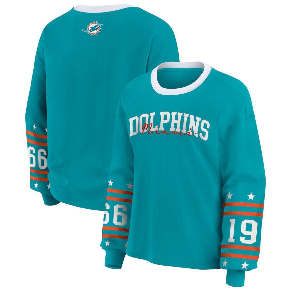 Miami Dolphins WEAR by Erin Andrews Women's Sport Long-Sleeve T-Shirt | NFL US