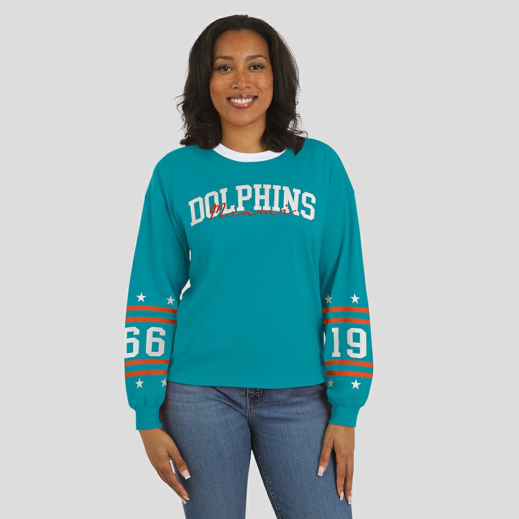 Miami Dolphins WEAR by Erin Andrews Women's Sport Long-Sleeve T-Shirt | NFL US