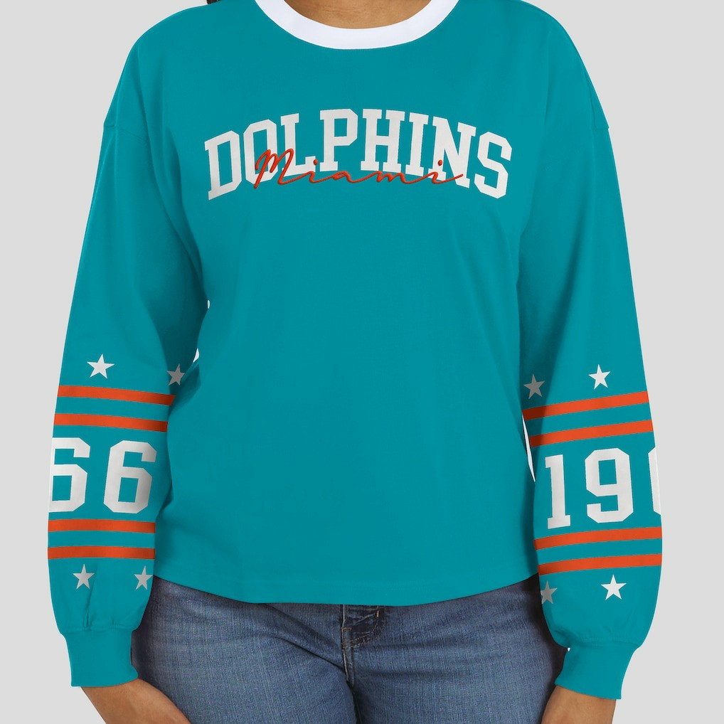 Miami Dolphins WEAR by Erin Andrews Women's Sport Long-Sleeve T-Shirt | NFL US