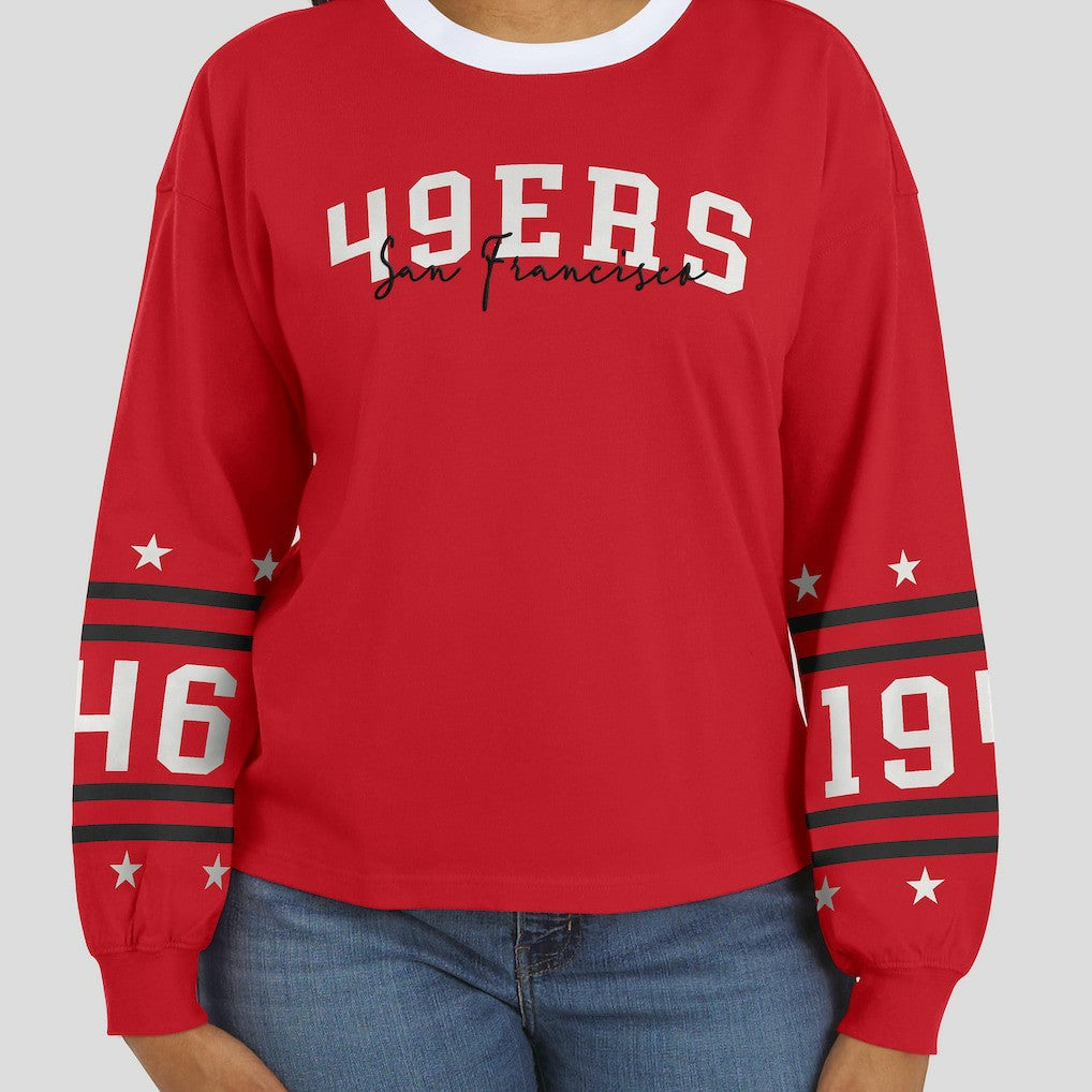 San Francisco 49ers WEAR by Erin Andrews Women's Sport Long-Sleeve T-Shirt | NFL Outlet