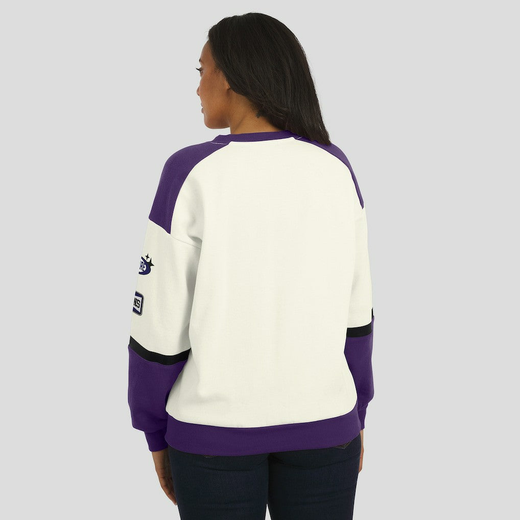 Baltimore Ravens WEAR by Erin Andrews Women's Racing Crew V-Neck Sweatshirt | NFL Near me