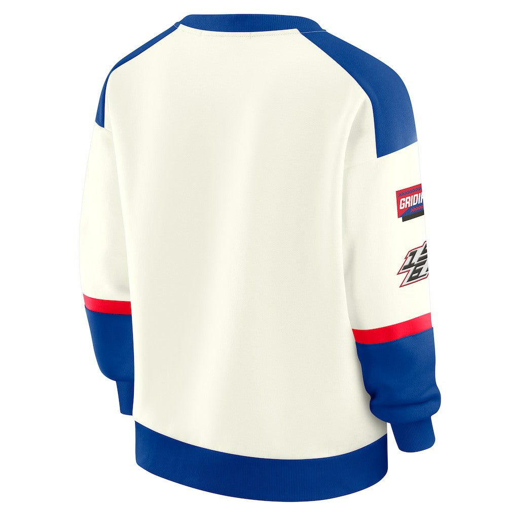 Buffalo Bills WEAR by Erin Andrews Women's Racing Crew V-Neck Sweatshirt | NFL Outlet