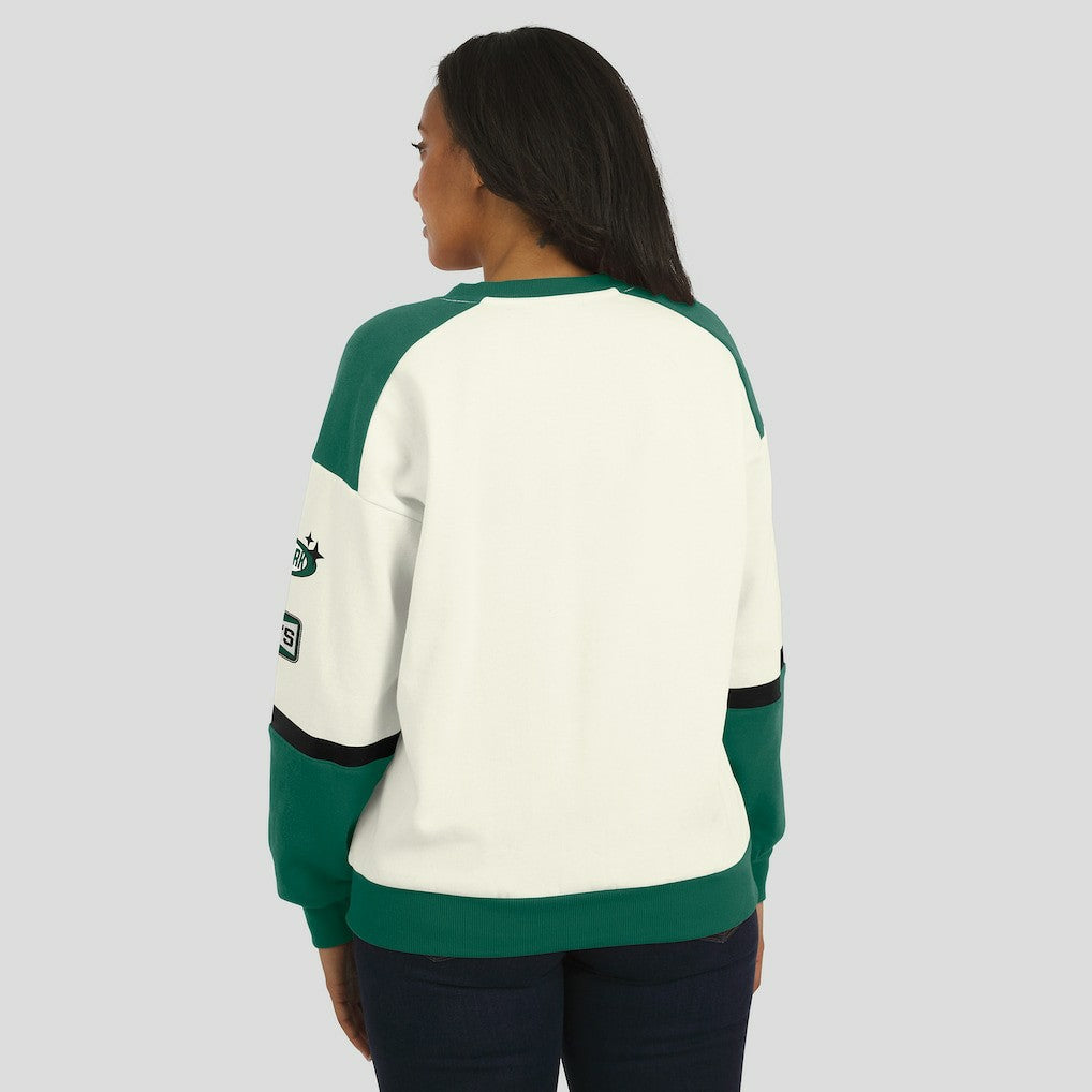 New York Jets WEAR by Erin Andrews Women's Racing Crew V-Neck Sweatshirt | NFL Near me