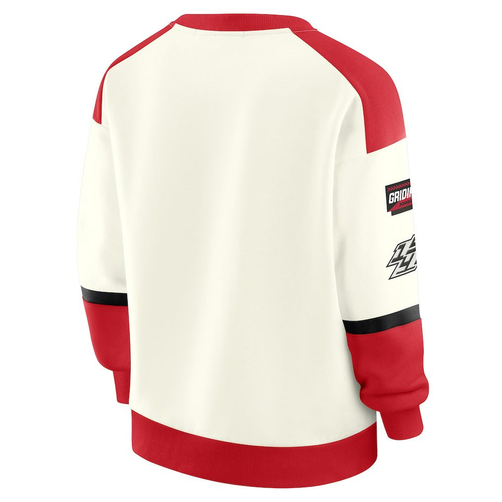 San Francisco 49ers WEAR by Erin Andrews Women's Racing Crew V-Neck Sweatshirt | NFL Near me