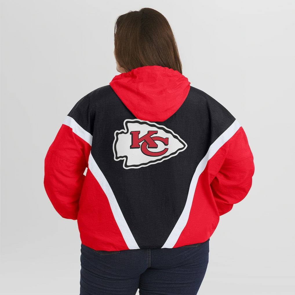 Kansas City Chiefs WEAR by Erin Andrews Women's Plus Size Retro Crinkle Full-Zip Hoodie Windbreaker Jacket | NFL New