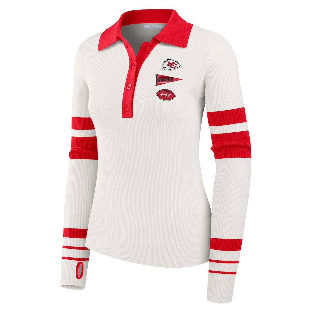 Kansas City Chiefs WEAR by Erin Andrews Women's Ribbed Henley Polo Sweater | NFL Near me