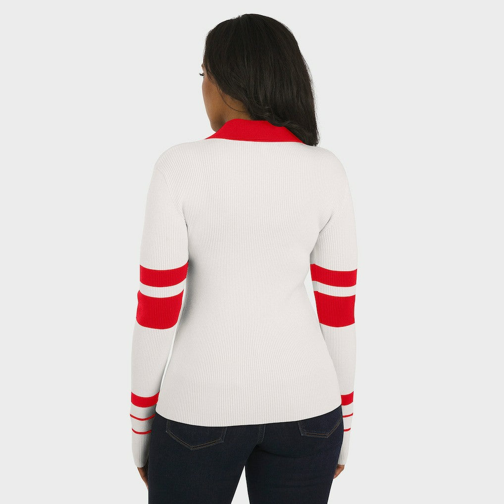 Kansas City Chiefs WEAR by Erin Andrews Women's Ribbed Henley Polo Sweater | NFL Near me