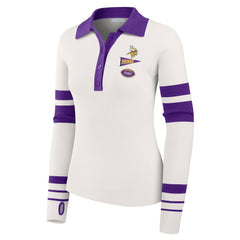 Minnesota Vikings WEAR by Erin Andrews Women's Ribbed Henley Polo Sweater | NFL Near me