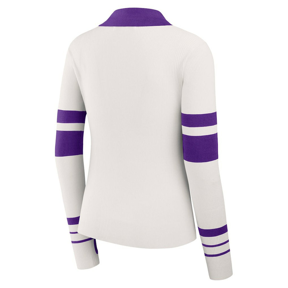 Minnesota Vikings WEAR by Erin Andrews Women's Ribbed Henley Polo Sweater | NFL Near me