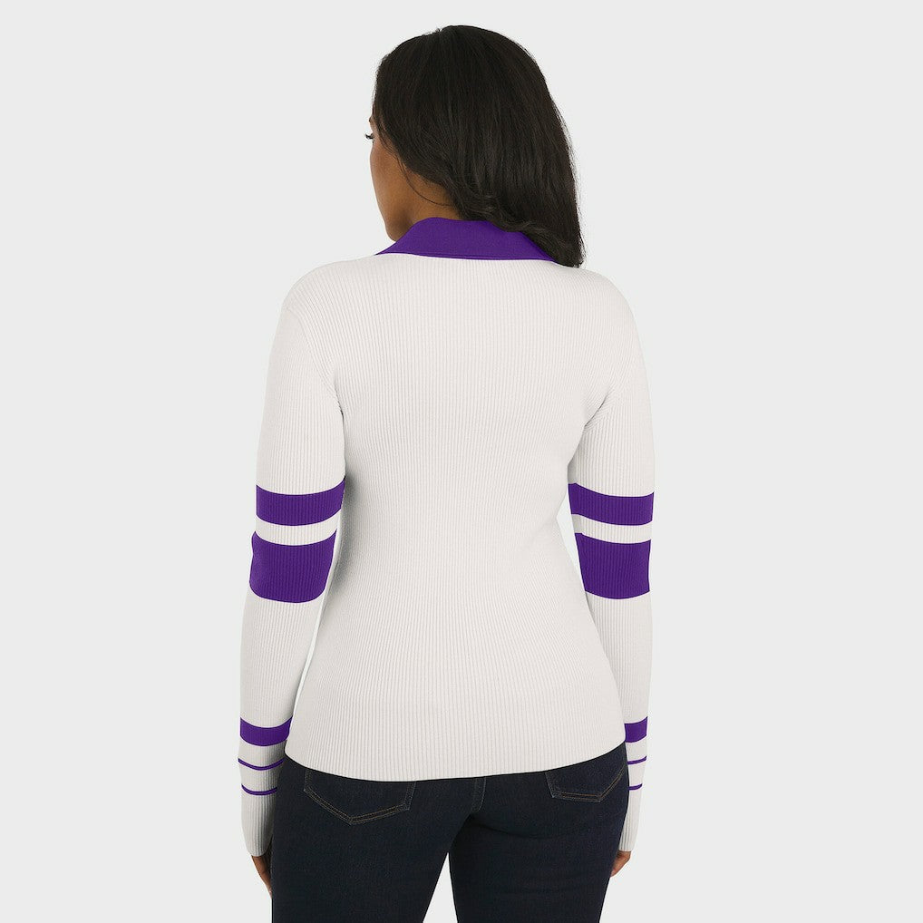 Minnesota Vikings WEAR by Erin Andrews Women's Ribbed Henley Polo Sweater | NFL Near me