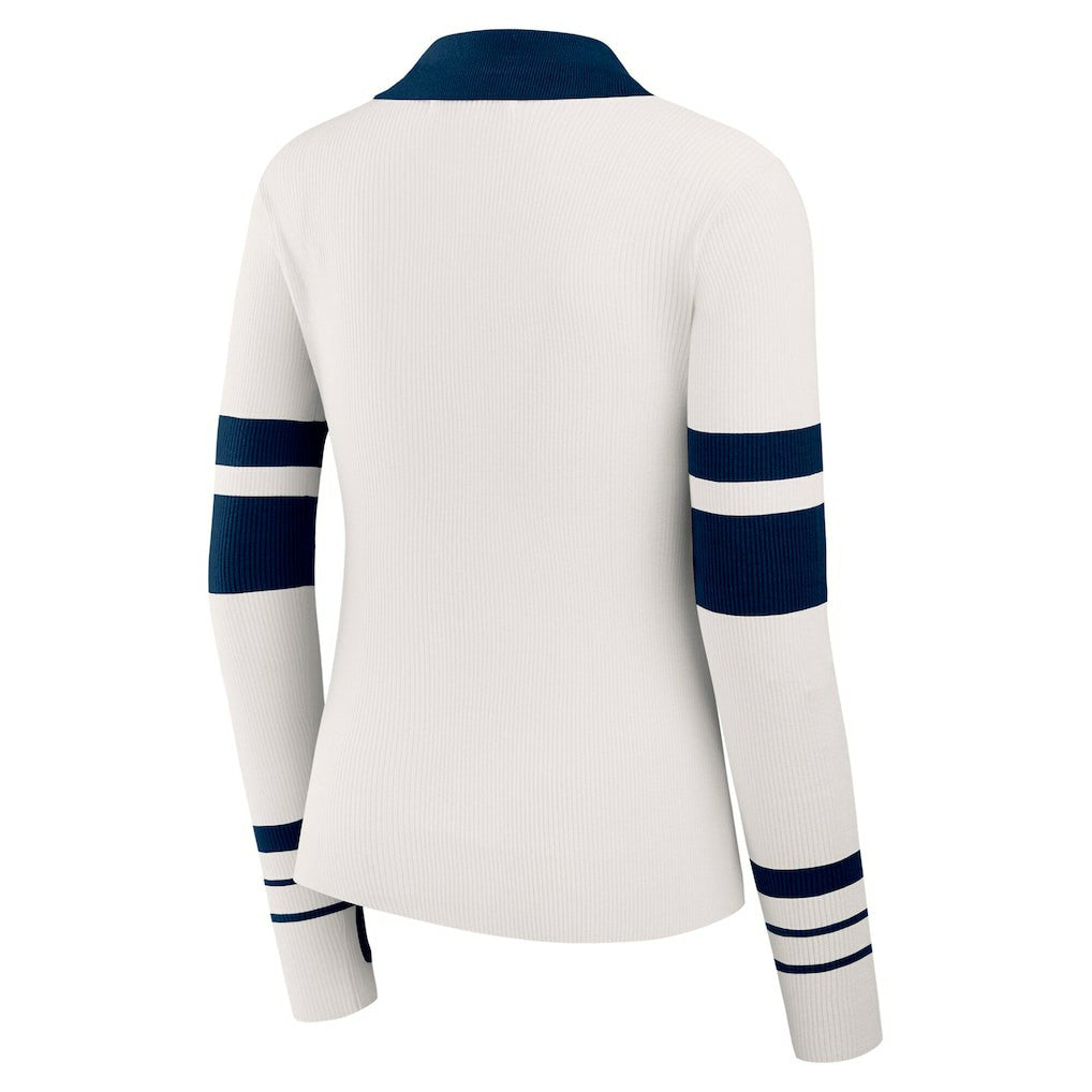 New England Patriots WEAR by Erin Andrews Women's Ribbed Henley Polo Sweater | NFL US