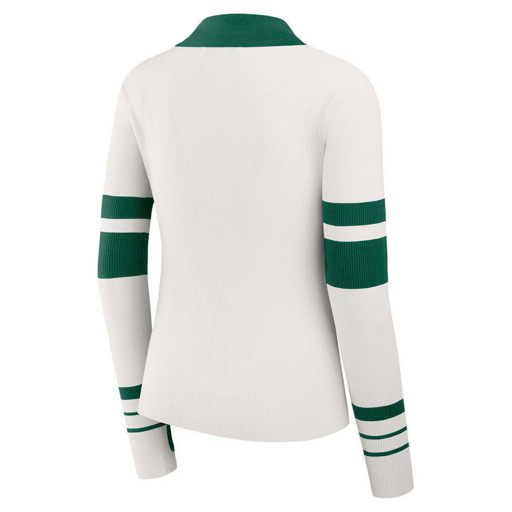 New York Jets WEAR by Erin Andrews Women's Ribbed Henley Polo Sweater | NFL On sale