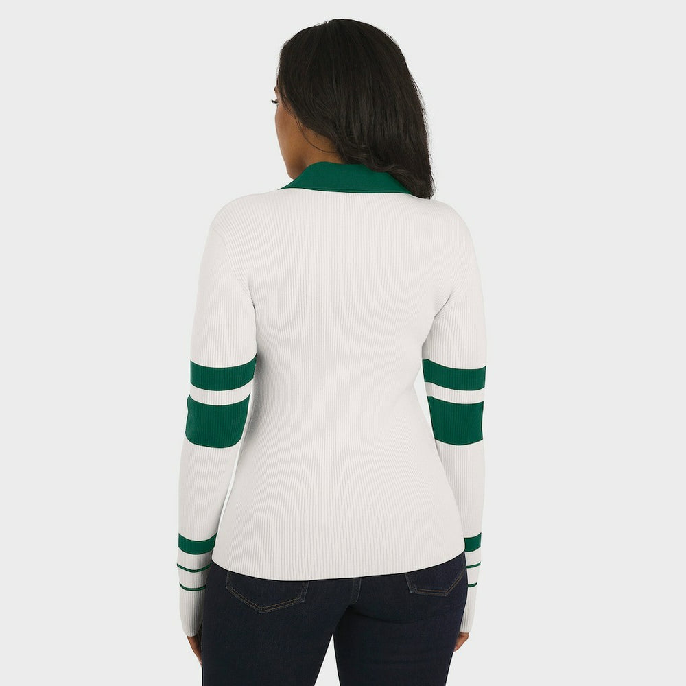 New York Jets WEAR by Erin Andrews Women's Ribbed Henley Polo Sweater | NFL On sale