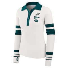 Philadelphia Eagles WEAR by Erin Andrews Women's Ribbed Henley Polo Sweater | NFL Outlet