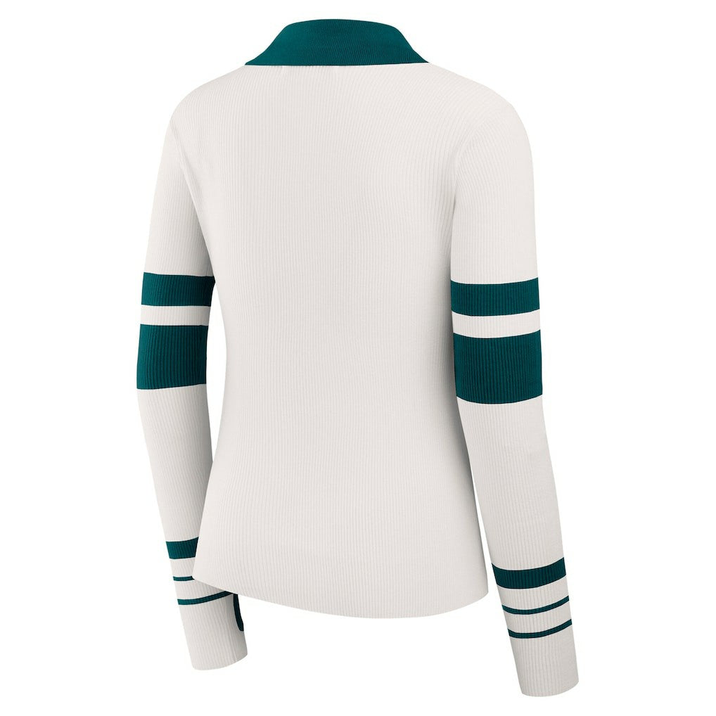 Philadelphia Eagles WEAR by Erin Andrews Women's Ribbed Henley Polo Sweater | NFL Outlet