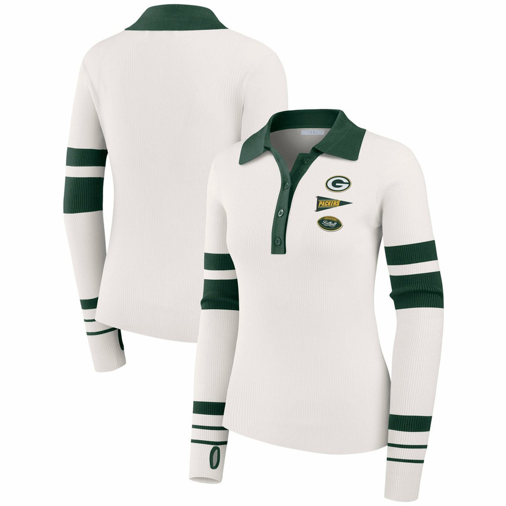 Green Bay Packers WEAR by Erin Andrews Women's Ribbed Henley Polo Sweater | NFL On sale