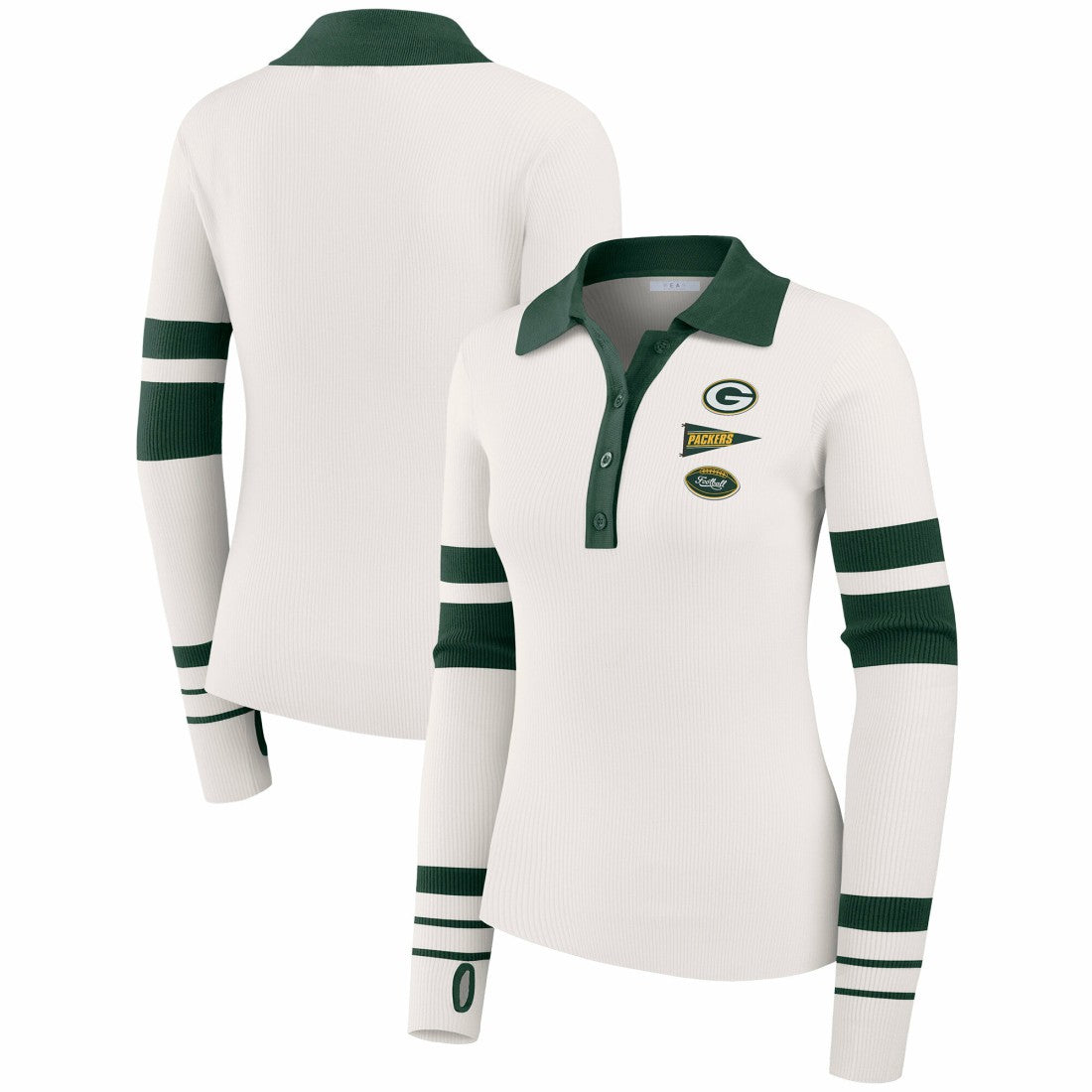 Green Bay Packers WEAR by Erin Andrews Women's Ribbed Henley Polo Sweater | NFL On sale