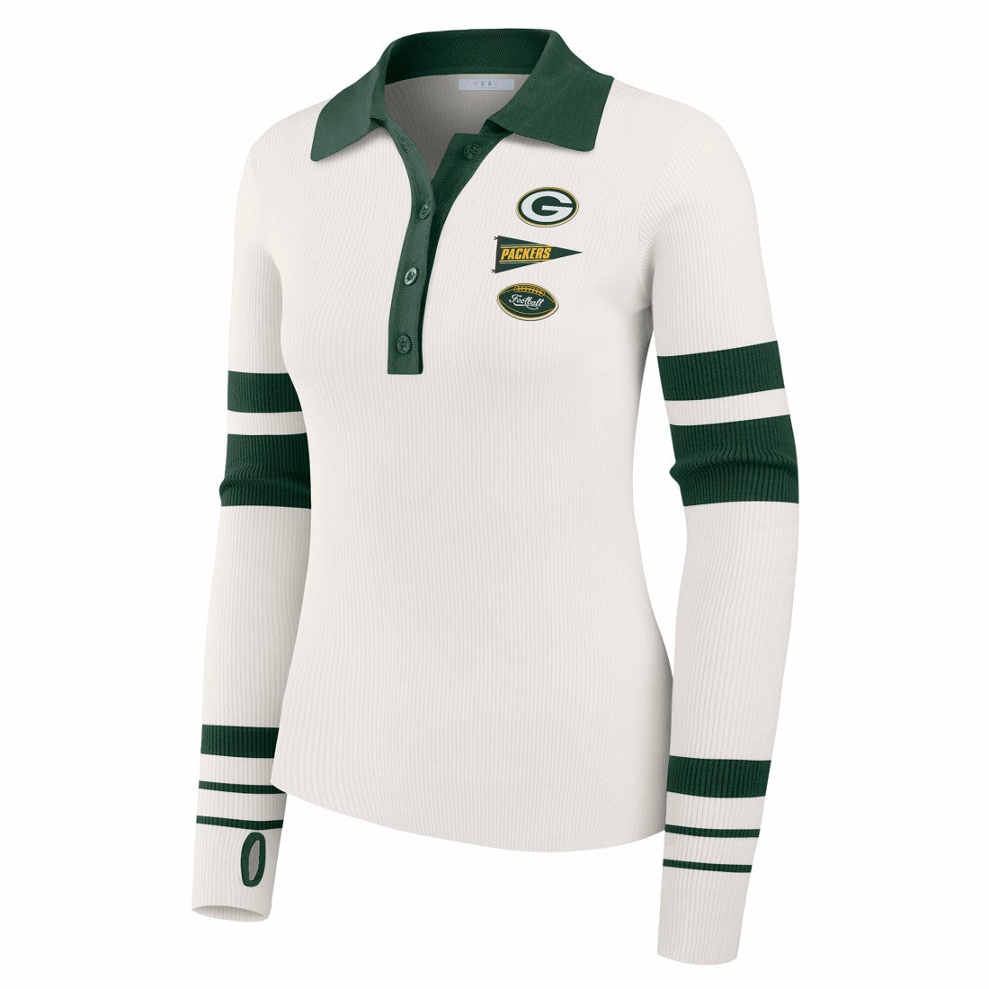 Green Bay Packers WEAR by Erin Andrews Women's Ribbed Henley Polo Sweater | NFL On sale