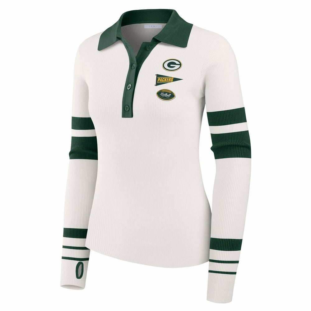 Green Bay Packers WEAR by Erin Andrews Women's Ribbed Henley Polo Sweater | NFL On sale