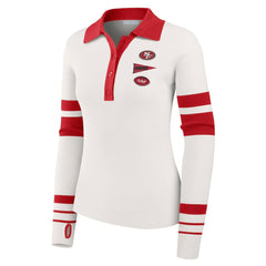 San Francisco 49ers WEAR by Erin Andrews Women's Ribbed Henley Polo Sweater | NFL Outlet