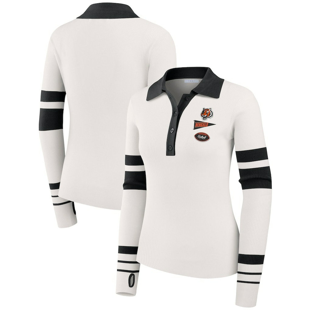 Cincinnati Bengals WEAR by Erin Andrews Women's Ribbed Henley Polo Sweater | NFL Near me