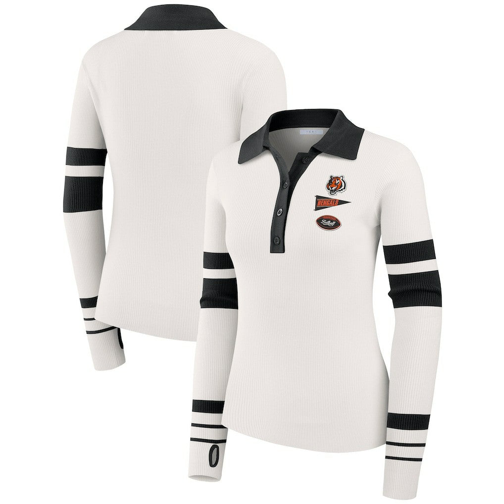 Cincinnati Bengals WEAR by Erin Andrews Women's Ribbed Henley Polo Sweater | NFL Near me