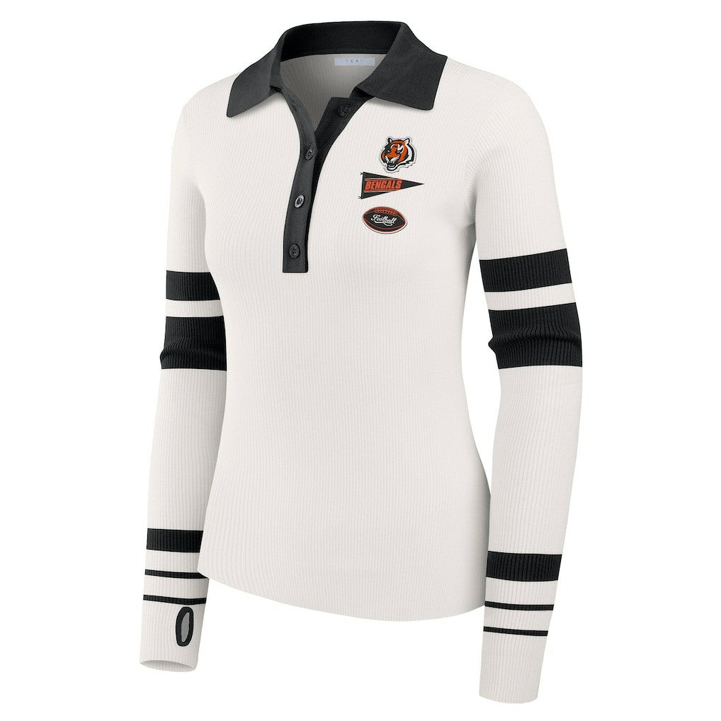 Cincinnati Bengals WEAR by Erin Andrews Women's Ribbed Henley Polo Sweater | NFL Near me