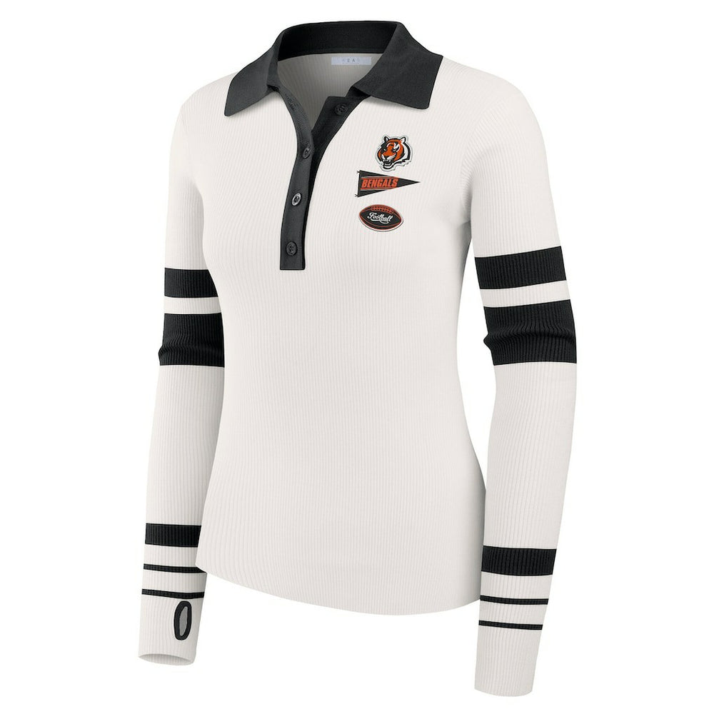 Cincinnati Bengals WEAR by Erin Andrews Women's Ribbed Henley Polo Sweater | NFL Near me