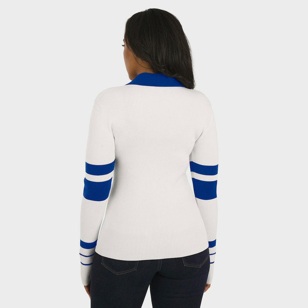 Buffalo Bills WEAR by Erin Andrews Women's Ribbed Henley Polo Sweater | NFL Outlet