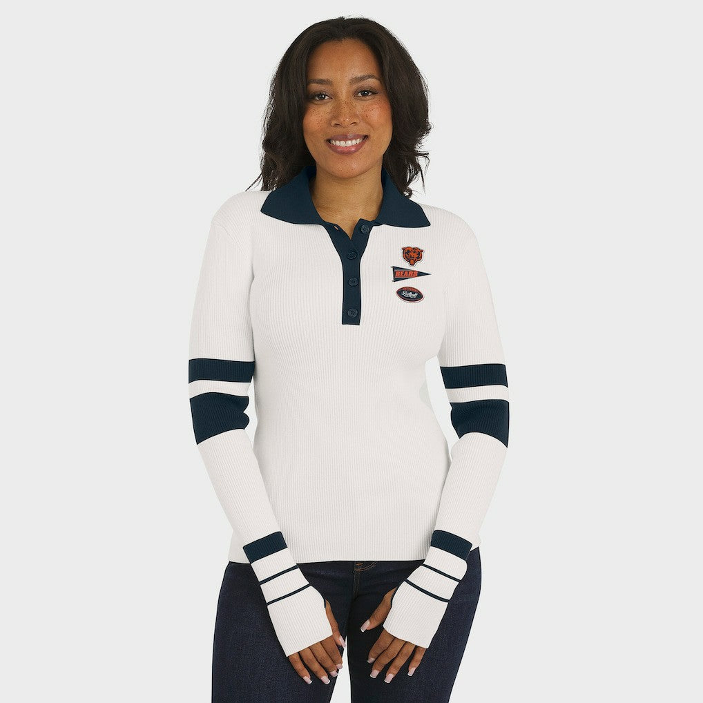 Chicago Bears WEAR by Erin Andrews Women's Ribbed Henley Polo Sweater | NFL Sale