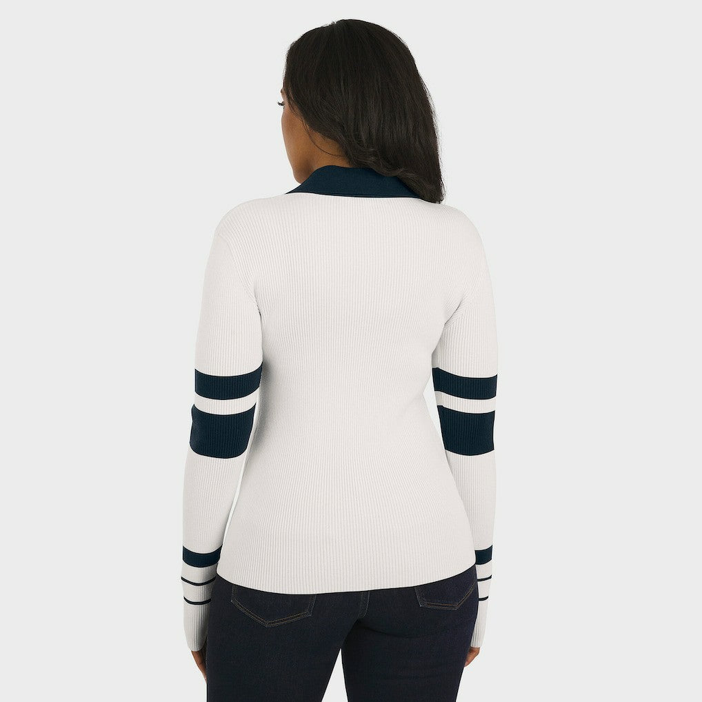 Chicago Bears WEAR by Erin Andrews Women's Ribbed Henley Polo Sweater | NFL Sale