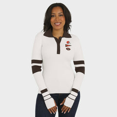 Cleveland Browns WEAR by Erin Andrews Women's Ribbed Henley Polo Sweater | NFL US