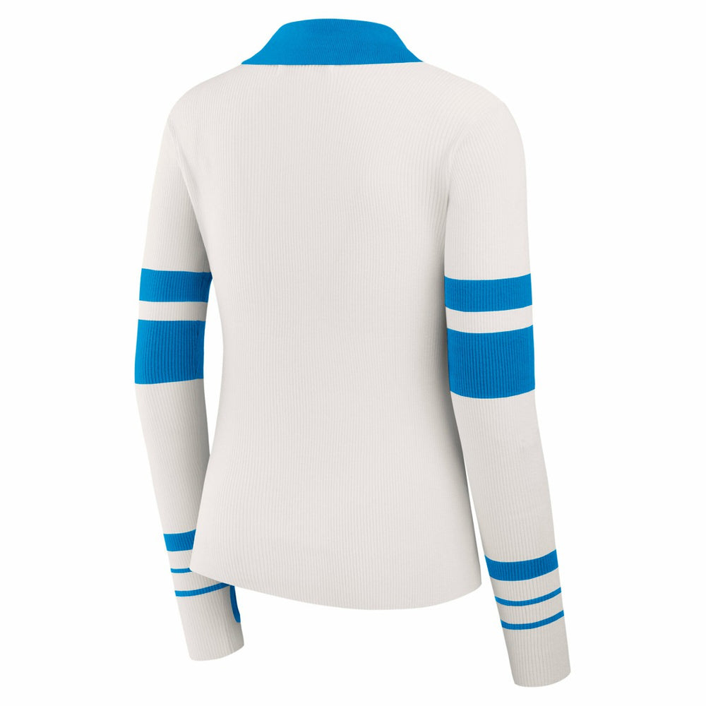 Detroit Lions WEAR by Erin Andrews Women's Ribbed Henley Polo Sweater | NFL Sale