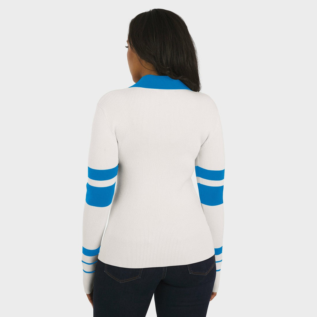 Detroit Lions WEAR by Erin Andrews Women's Ribbed Henley Polo Sweater | NFL Sale