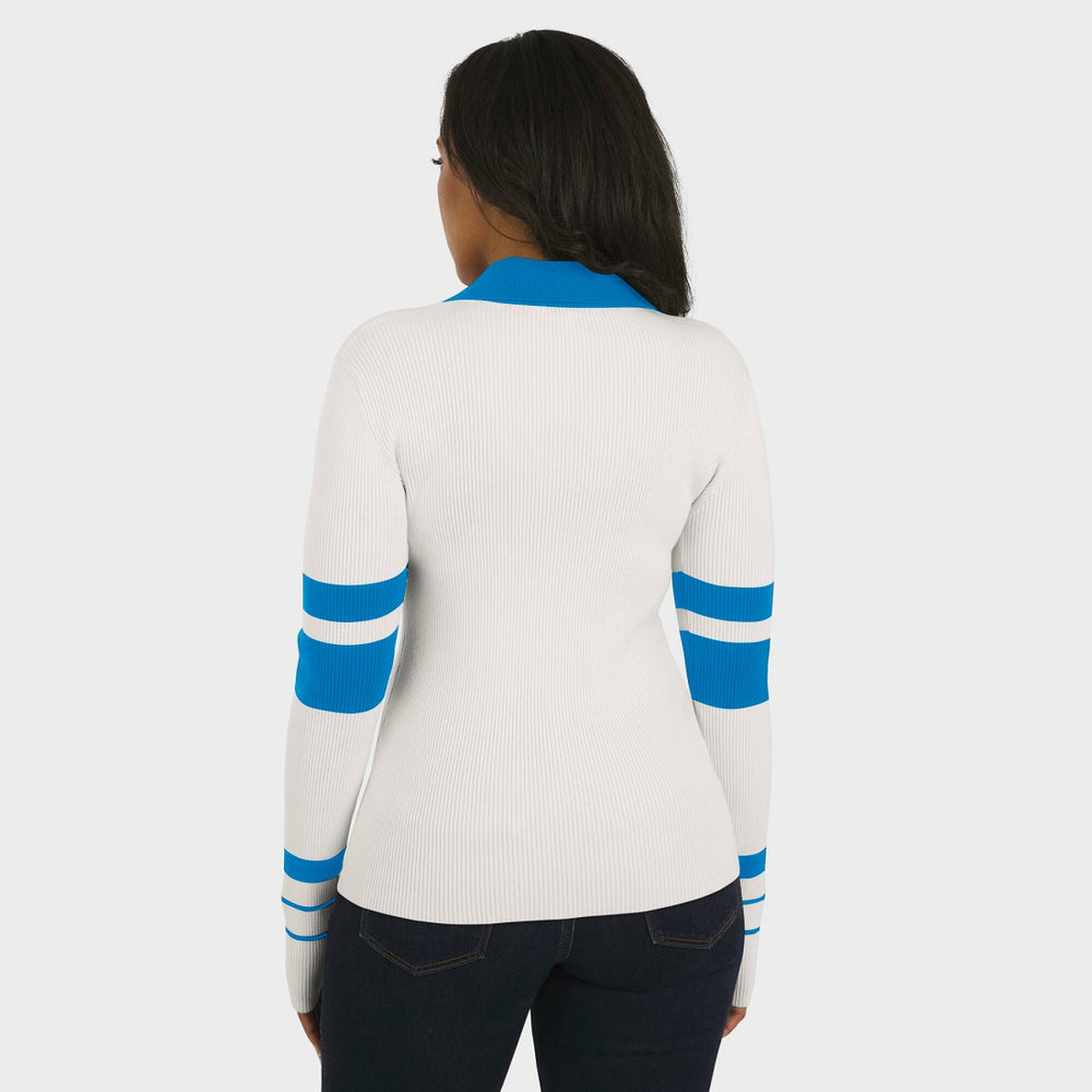Detroit Lions WEAR by Erin Andrews Women's Ribbed Henley Polo Sweater | NFL Sale