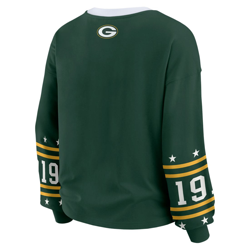 Green Bay Packers WEAR by Erin Andrews Women's Plus Size Sport Long-Sleeve T-Shirt | NFL Outlet