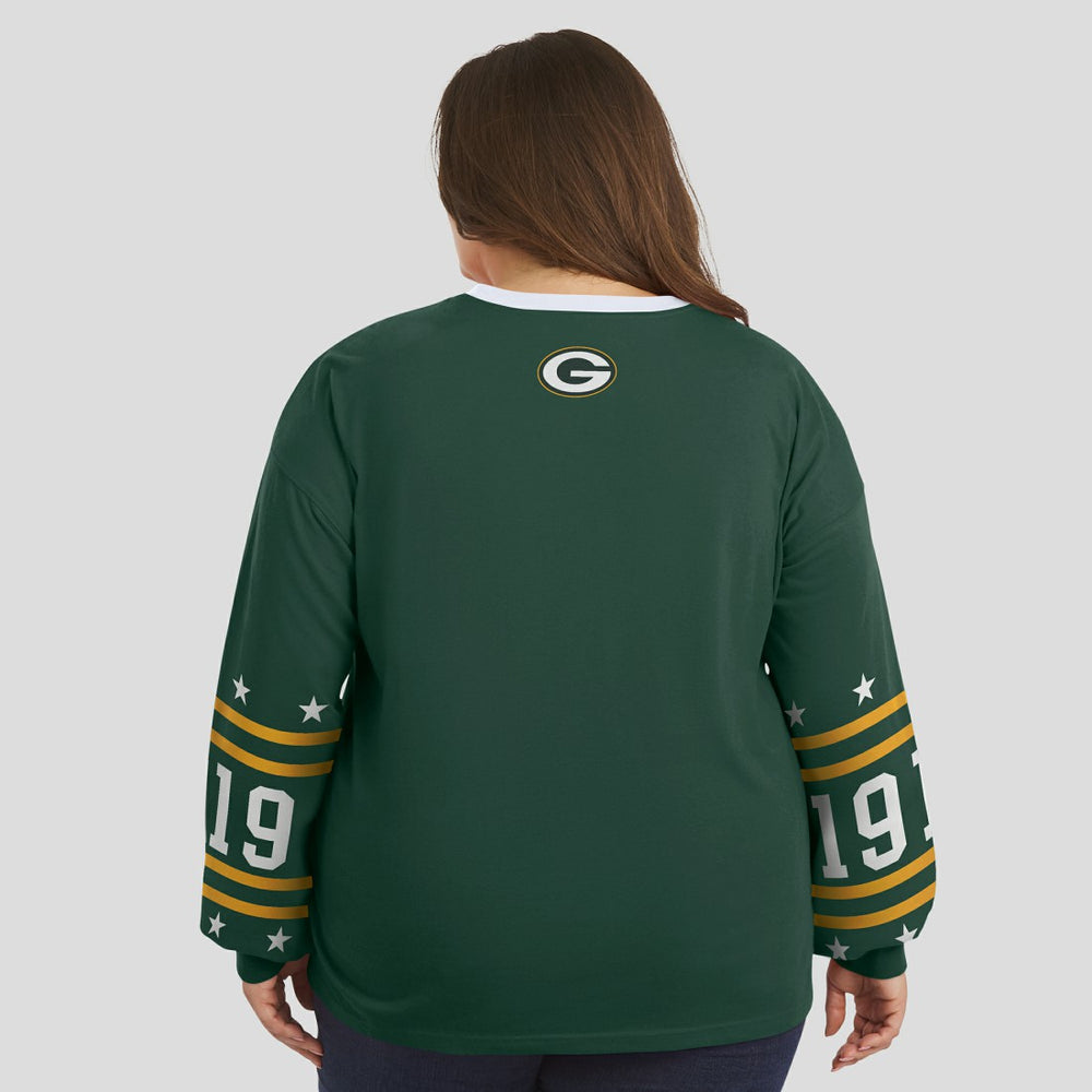 Green Bay Packers WEAR by Erin Andrews Women's Plus Size Sport Long-Sleeve T-Shirt | NFL Outlet