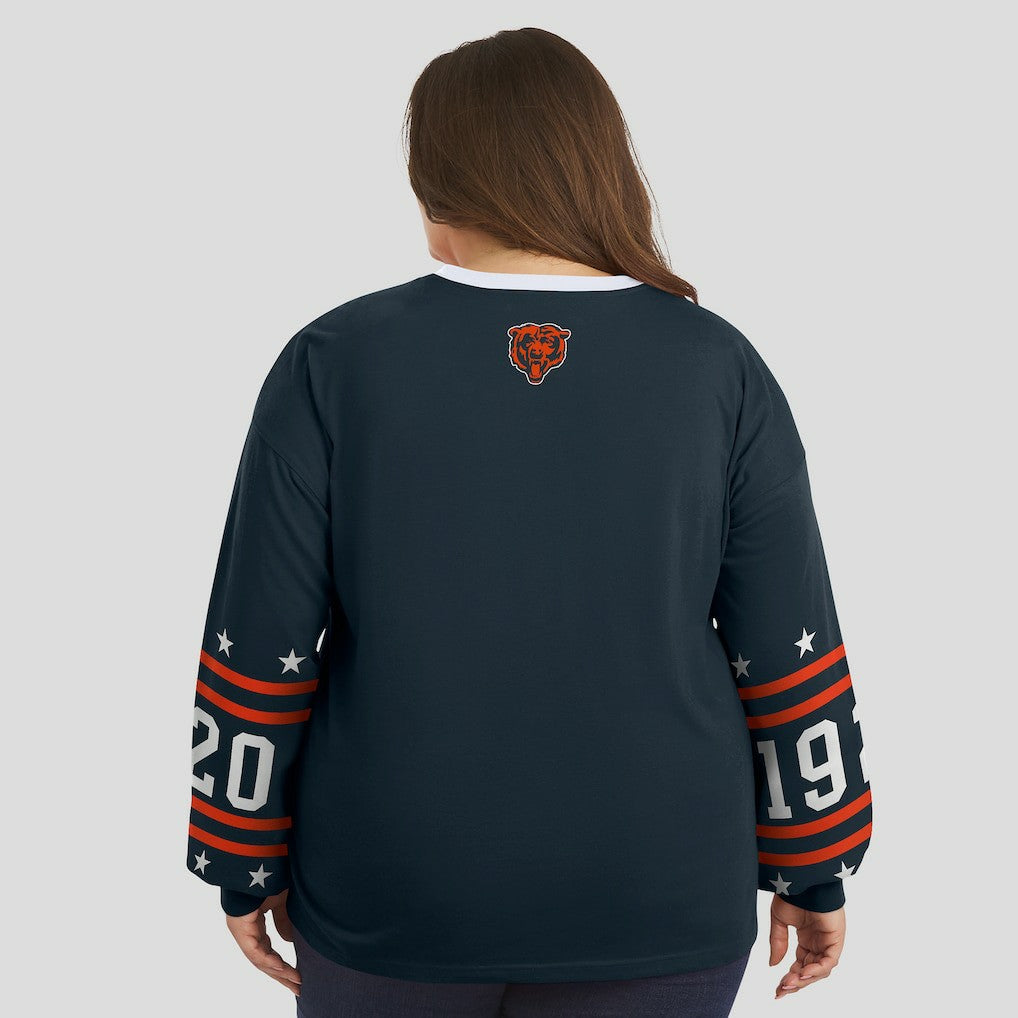 Chicago Bears WEAR by Erin Andrews Women's Plus Size Sport Long-Sleeve T-Shirt | NFL Outlet