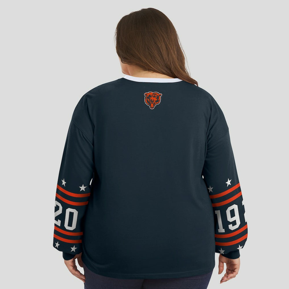 Chicago Bears WEAR by Erin Andrews Women's Plus Size Sport Long-Sleeve T-Shirt | NFL Outlet