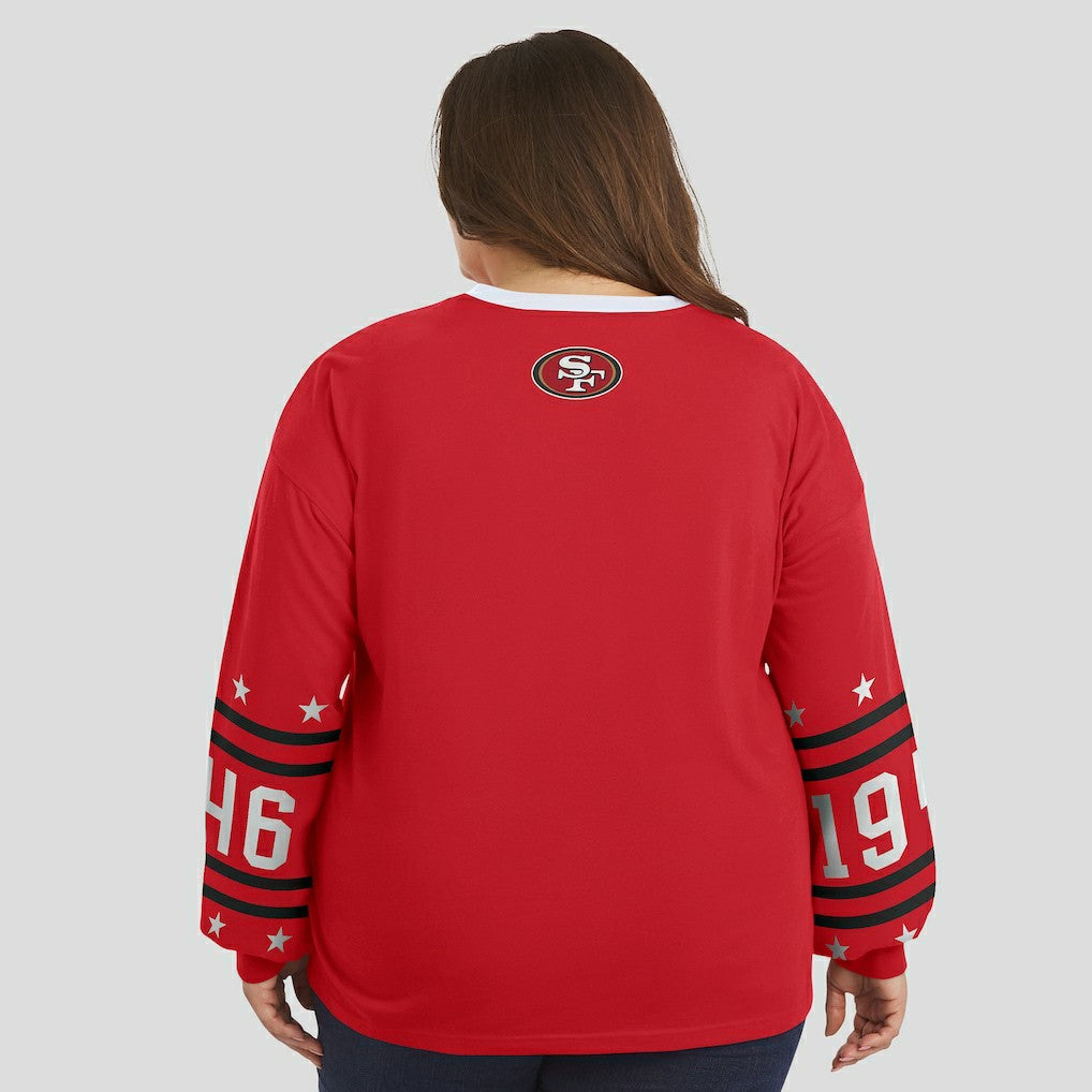 San Francisco 49ers WEAR by Erin Andrews Women's Plus Size Sport Long-Sleeve T-Shirt | NFL New