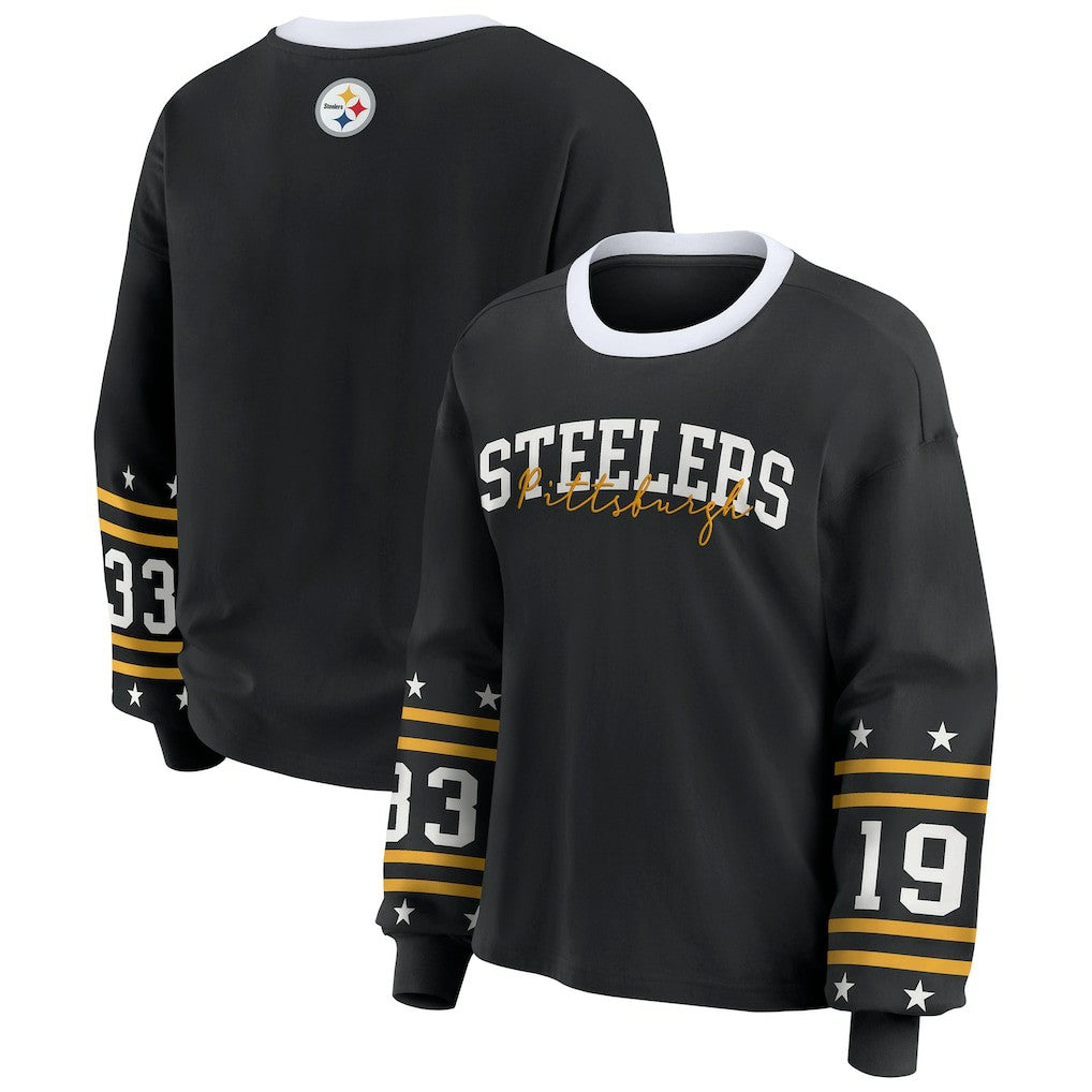 Pittsburgh Steelers WEAR by Erin Andrews Women's Plus Size Sport Long-Sleeve T-Shirt | NFL On sale