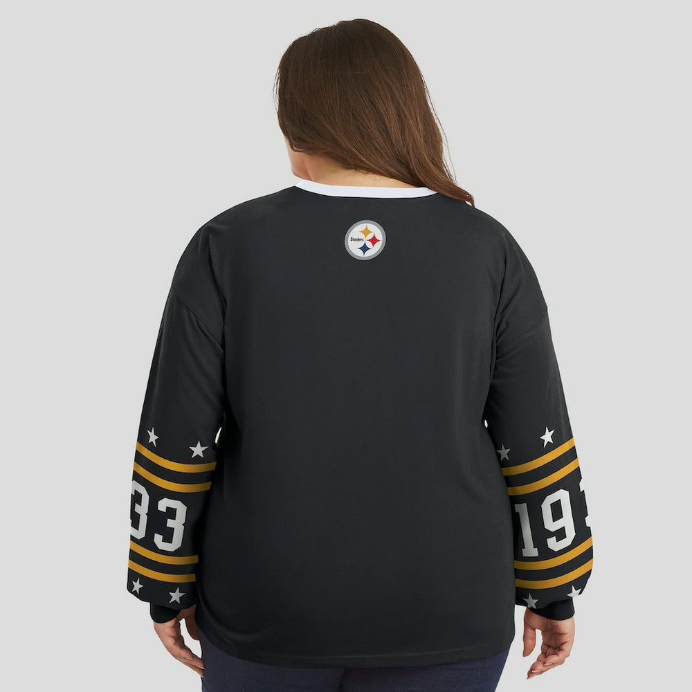 Pittsburgh Steelers WEAR by Erin Andrews Women's Plus Size Sport Long-Sleeve T-Shirt | NFL On sale