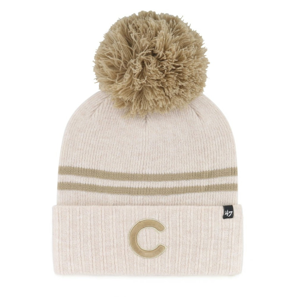 Chicago Cubs '47 Women's Latte Cuffed Knit Hat with Pom - MLB Hats