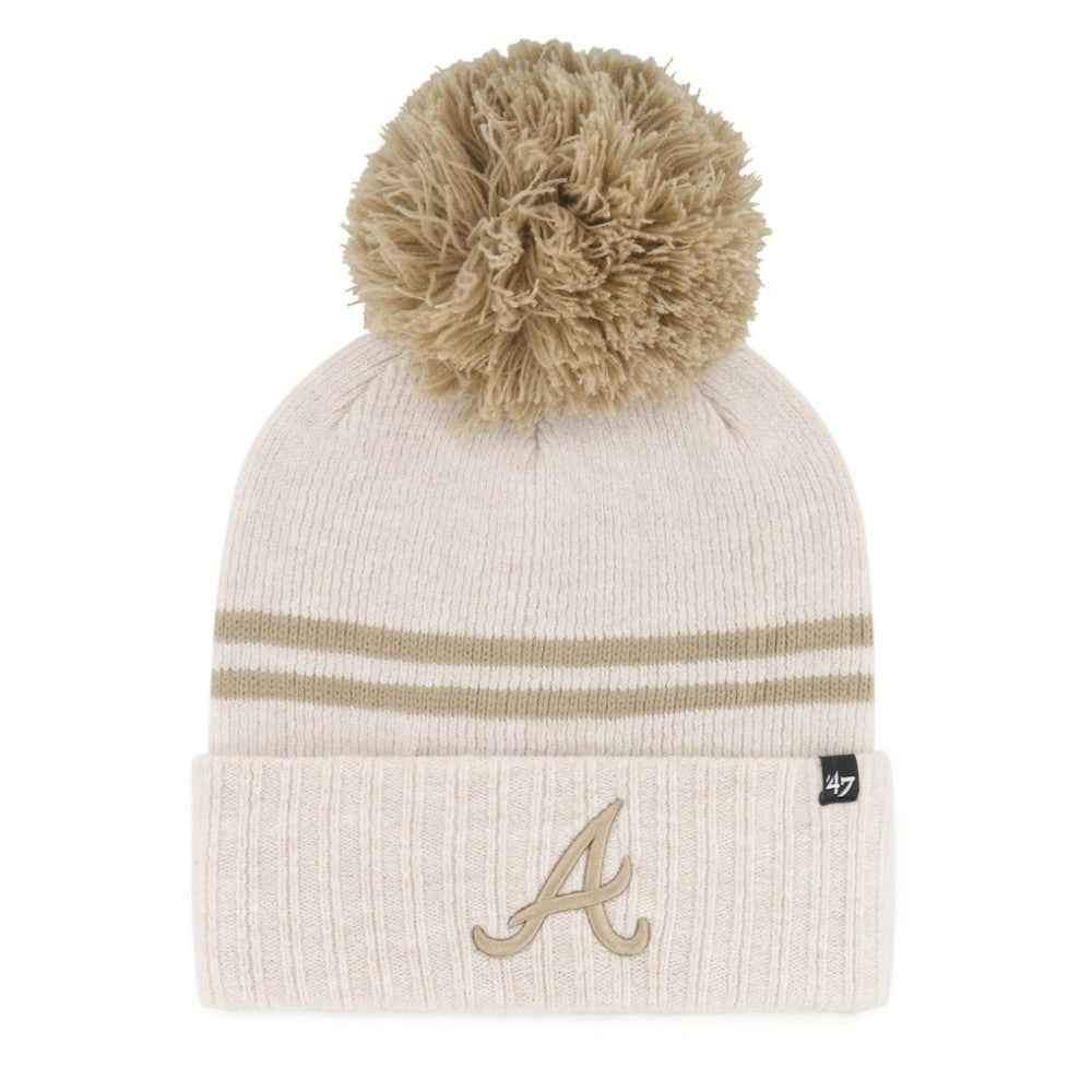 Atlanta Braves '47 Women's Latte Cuffed Knit Hat with Pom - MLB Hats