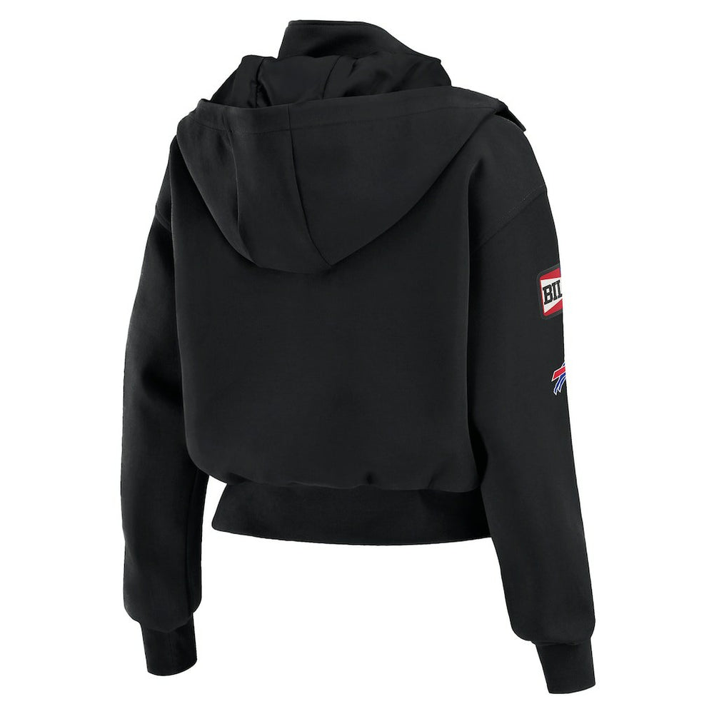 Buffalo Bills WEAR by Erin Andrews Women's Tri-Blend Patch Pocket Cropped Full-Zip Bomber Hoodie Jacket | NFL Near me