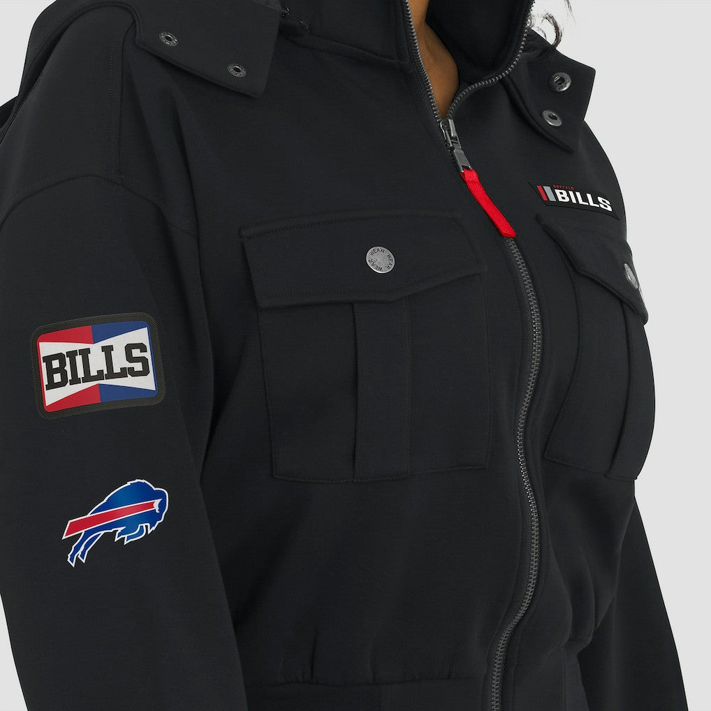 Buffalo Bills WEAR by Erin Andrews Women's Tri-Blend Patch Pocket Cropped Full-Zip Bomber Hoodie Jacket | NFL Near me